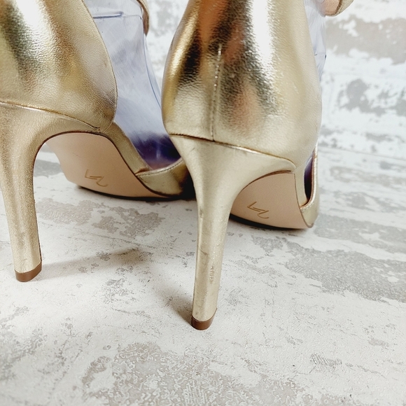 New Naturalizer 27 Edit Abilyn Wide Gold Leather Pointed Toe Heels K711 - Picture 6 of 14